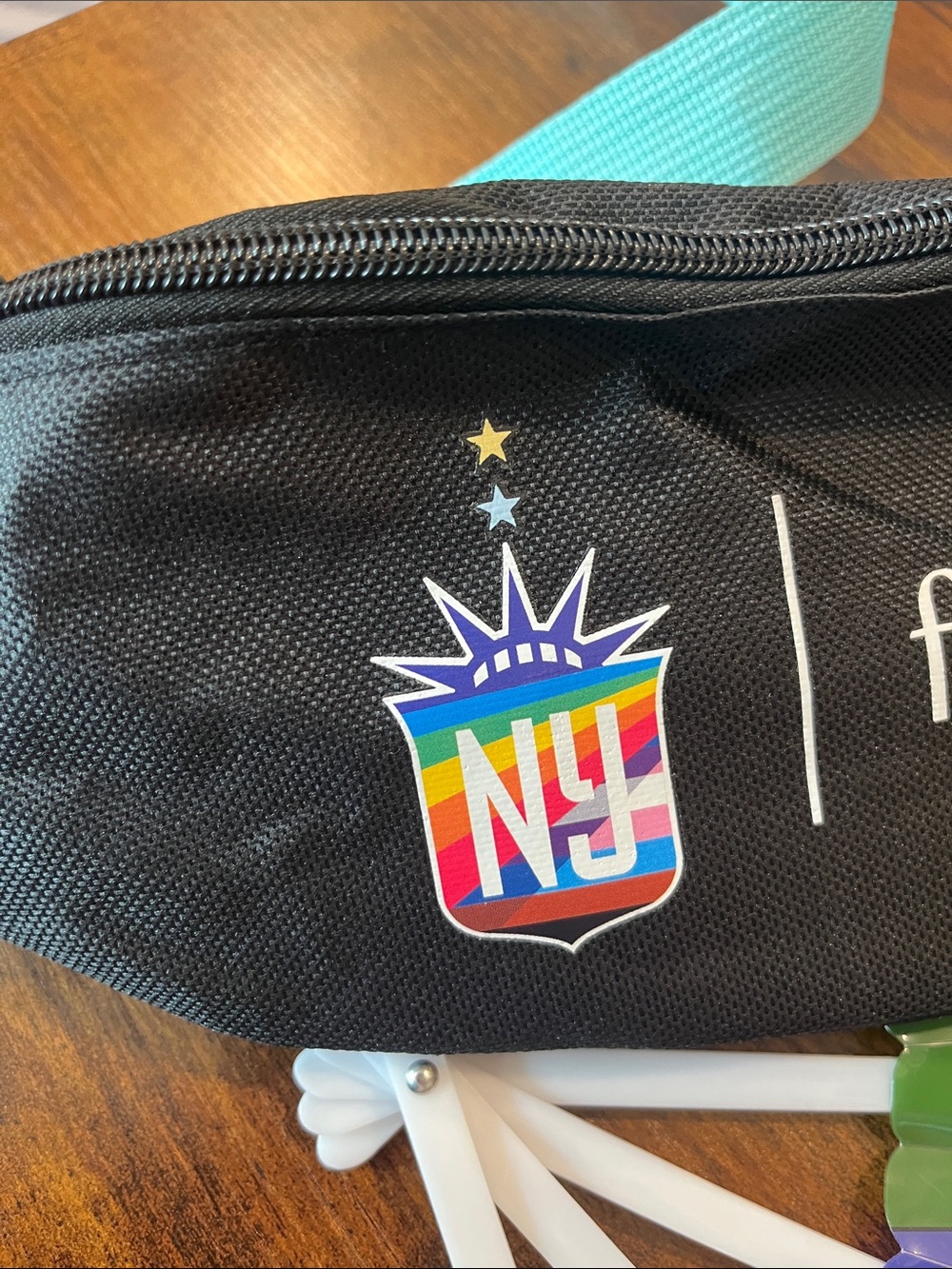 Gotham FC Black Fanny Pack with Teal Strap - Branded Festival Waist Bag - Picture 3 of 7